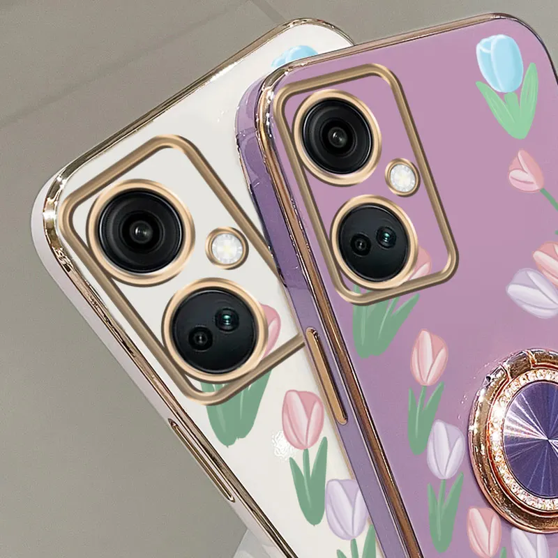 مجوهرات حزام الحبل لطيف لطيف توليب حامل هاتف الحال بالنسبة Oneplus 9 9r 8T 10 Ace 11 11R 12 Pro Ace 2b 2 3 3 فولت حامل غطاء