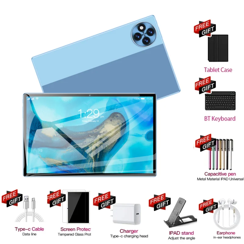 

New Mate X5 10.1-inch Snapdrago 888 Tablet HD Android14 10000mAh Battery Dual SIM 5G GPS WIFI Bluetooth5.0 Tablet PC Mi Tab