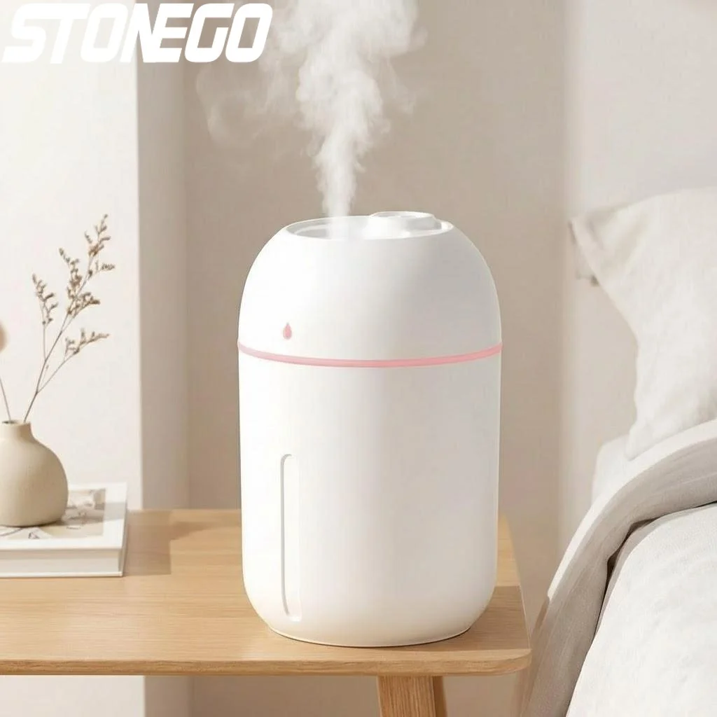 Portable 330ml USB Car Humidifier Mini Cool Mist for Bedroom Office Travel Air Moisturizer Anti-Dry Personal Humidifier