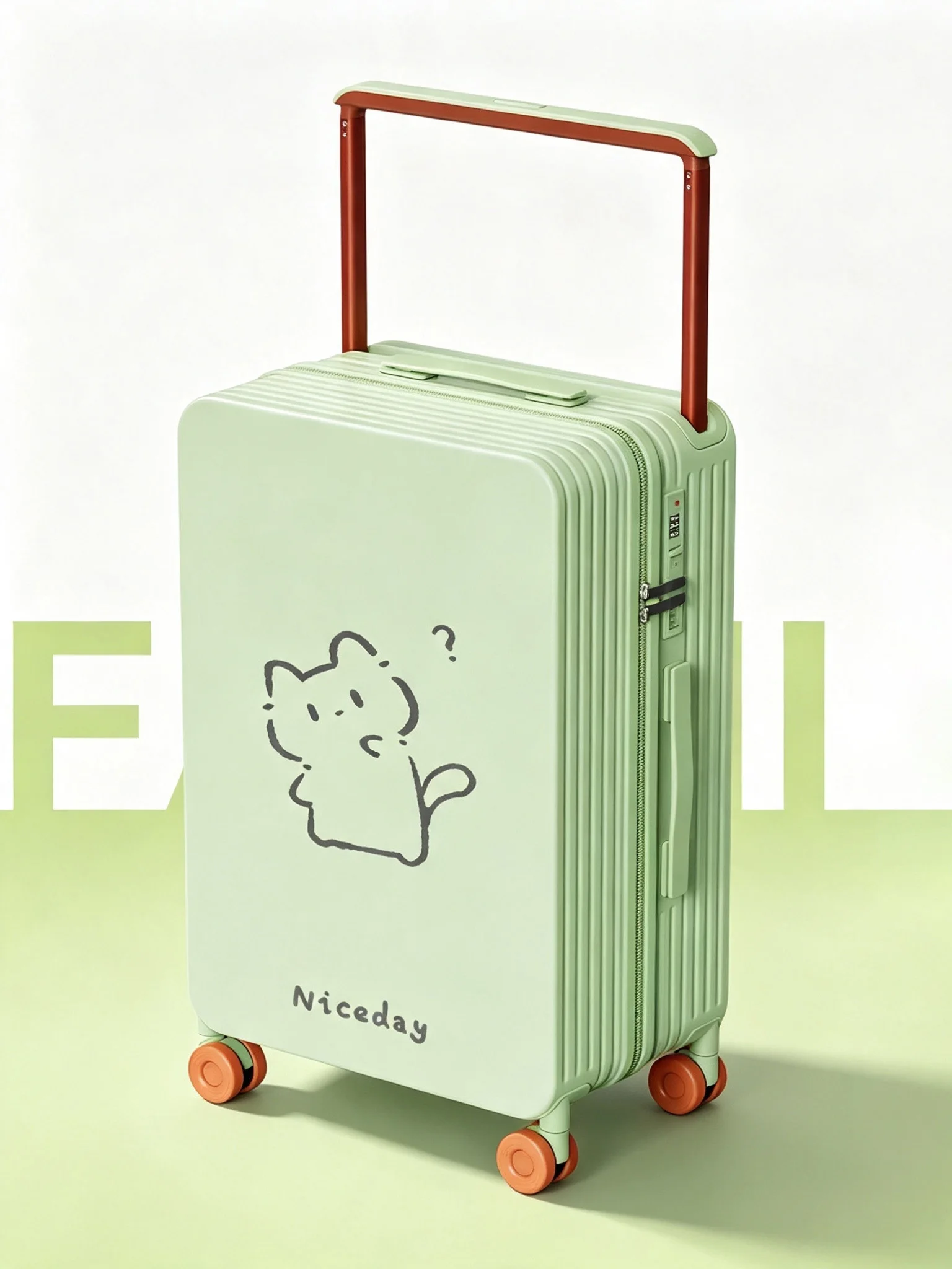 2026 Simple Cartoon Wide Pull Rod Luggage Student Multi-Functional Large Capacity Boarding Password Travel Suitcase 24 Inch W...