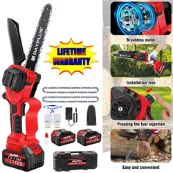 Mini motosierra inalámbrica sin escobillas de 8 pulgadas, motosierra de mano para corte de madera, poda de árboles y jardín
