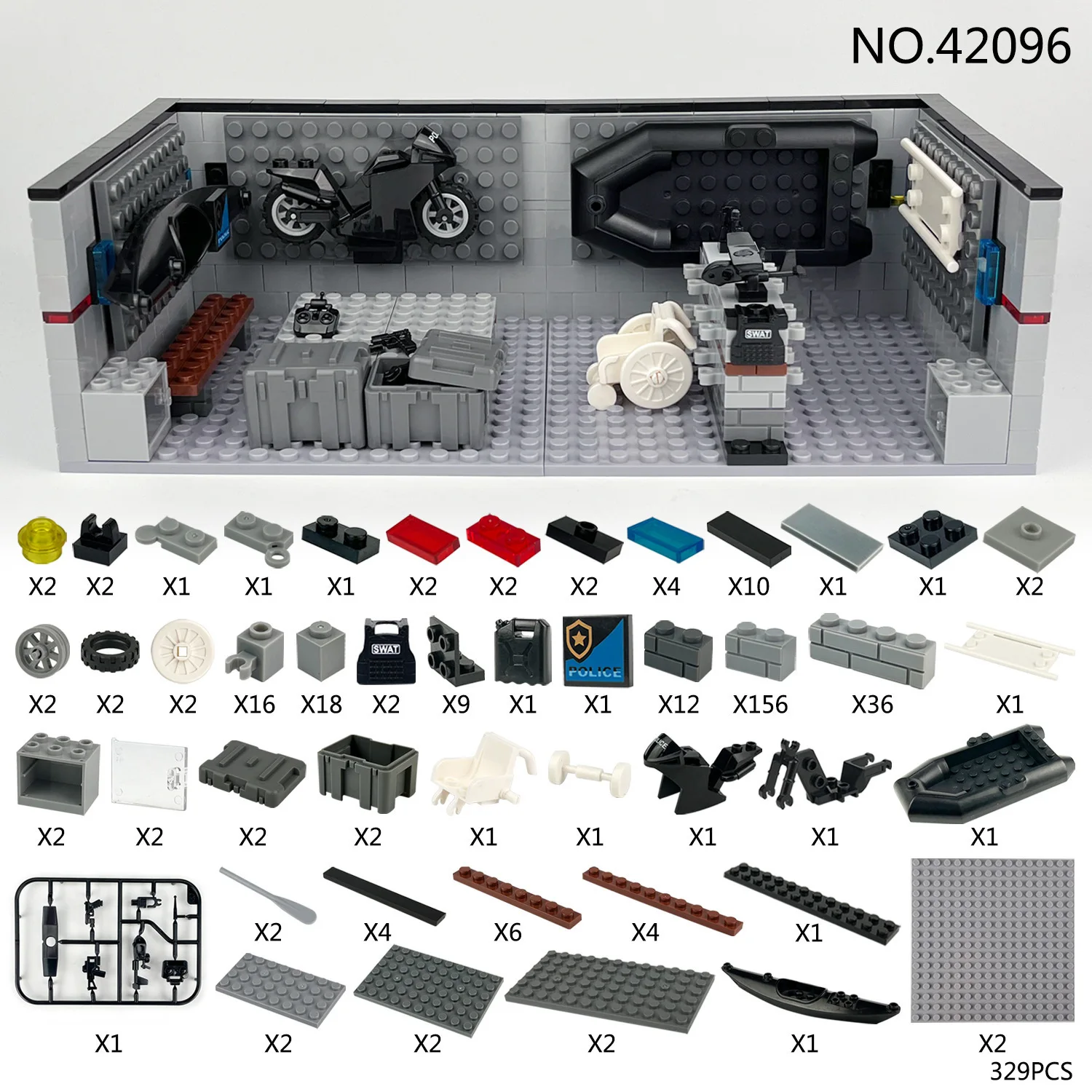 Special Policeman Training Hall Accessories Pack Assembled Building Blocks Baseplate Wall Weapon Equipment Bricks Toys