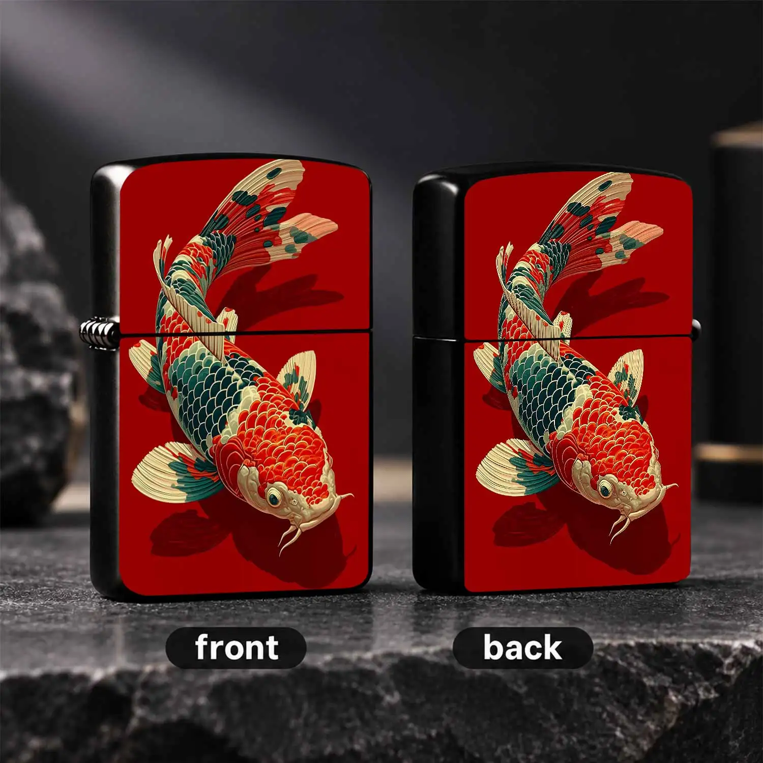 Exquisite Koi Pattern Portable Lighter, Auspicious Lucky Themed Decorative Accessory, Sleek Stylish All-Scenario Usable Practical Item, Ideal For Daily Use Gifting Personal Collection Meeting All Your Daily Ignition Nee A Humorous And Inter