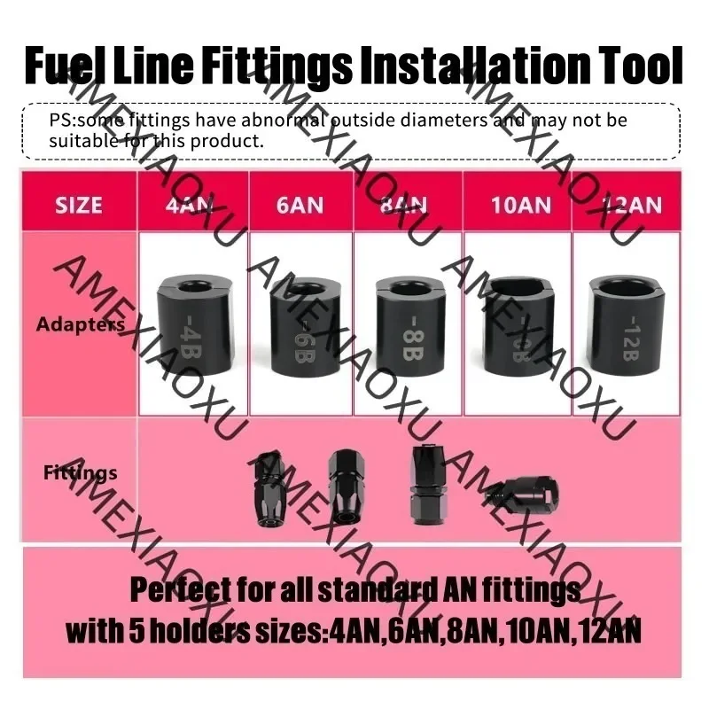 Fuel Line Fittings Installation Tool Kit, Aluminum Alloy Rotary Fuel Hose Connection Bracket For 4AN 6AN 8AN 10AN 12AN Connector