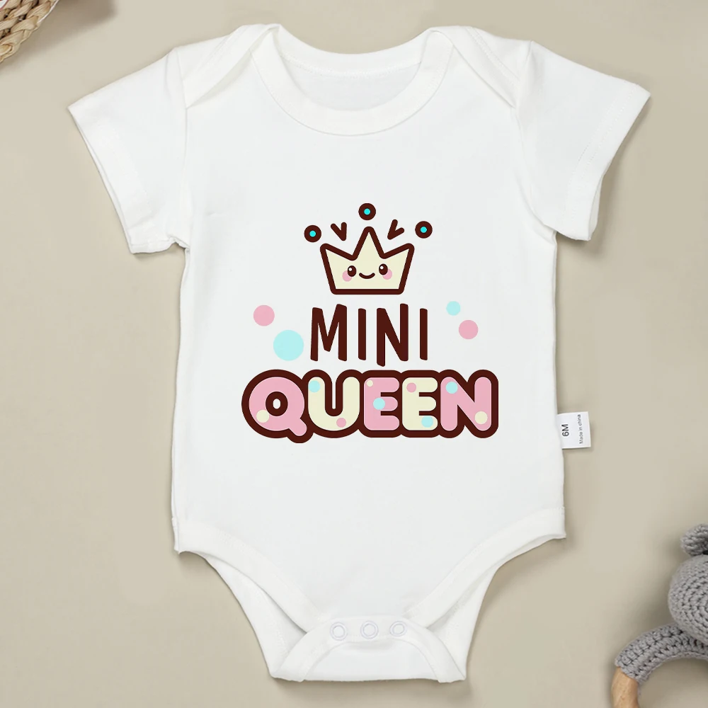 Mini Queen Cute Baby Girl Clothes Sweet Style Cartoon Onesie Pink Cotton Summer Infant Playsuit Cozy Casual Versatile Jumpsuit