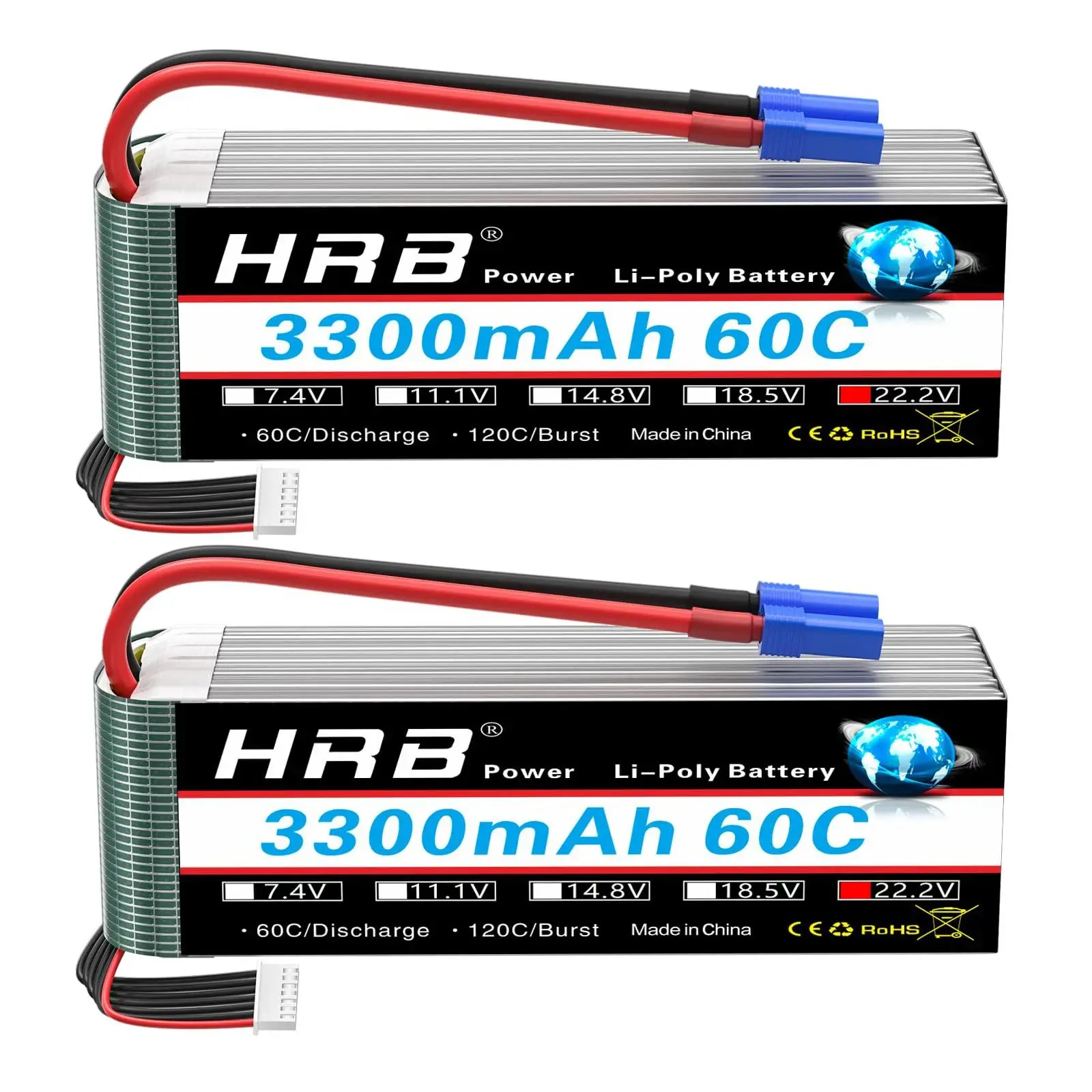 HRB 6S 3000 mah 22.2 V 3300 mah Lipo Batterij 60C XT60 Connector Voor Auto FPV Vliegtuig Drone boot Vrachtwagen - afbeelding 2