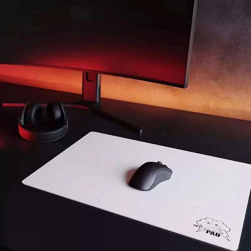 Tempered Glass Gaming Mousepad Smooth Custom Black White Simple Pattern Sora Mousepad FPS Esports Large Desk Mat For Office Game