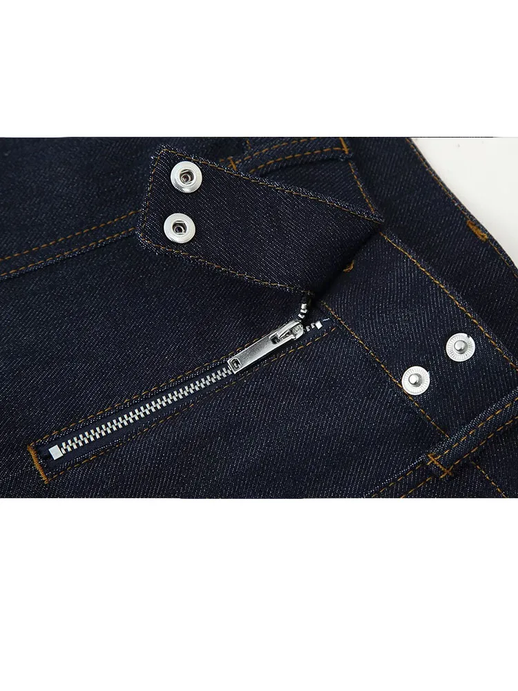 HH Women Fashion Vintage Versatile Denim 2-Piece Set Slim Lapel Long Sleeve Zipper Denim Jacket+Mid-Rise Slim Zipper Long Jeans