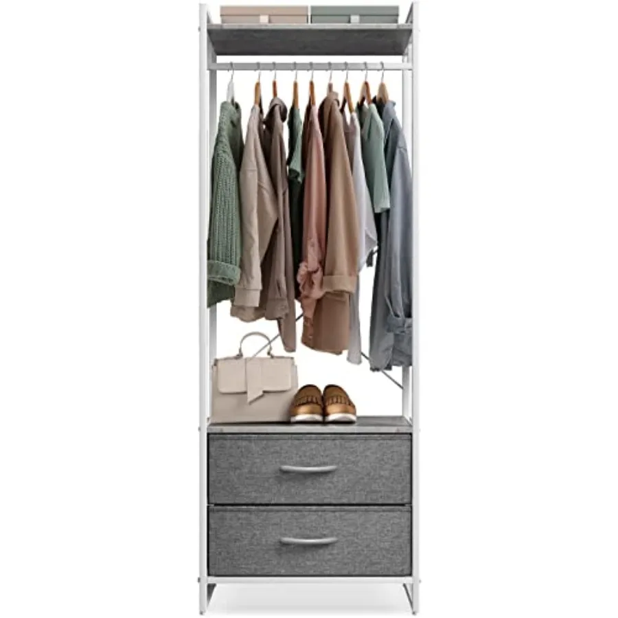 

Вешалка для одежды Sorbus с ящиками - Стойка-гардероб для одежды - Деревянная столешница, стальной каркас и тканевые ящики - Высокий органайзер для хранения вещей в шкафу