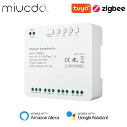 MIUCDA Tuya Zigbee Switch Module 4CH DC 7-32V AC85-250V Smart Wireless RF433 Relay Switch Universal Module For Alexa Google Home