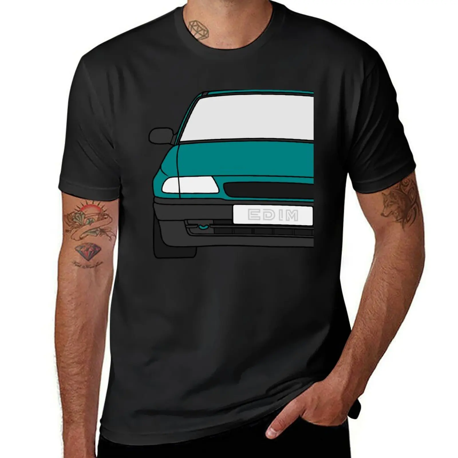 

Opel Vauxhal Holden Astra F 1992-2002 turquoise color T-Shirt graphic tee shirt blue lock tshirts for men