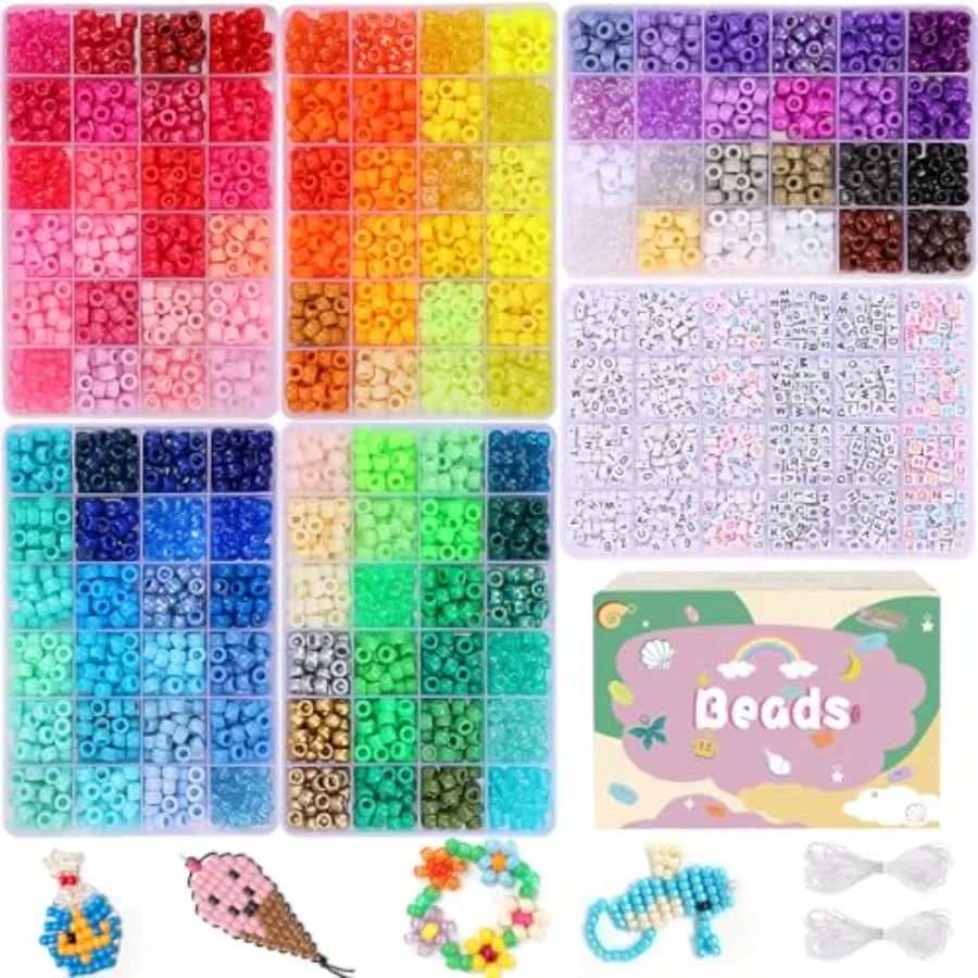 

4680pcs Pony Beads Friendship Bracelets Making Kit 120 Colors Kandi Beads Set for Jewelry Making 3840pcs Plastic Rainbow Bead a