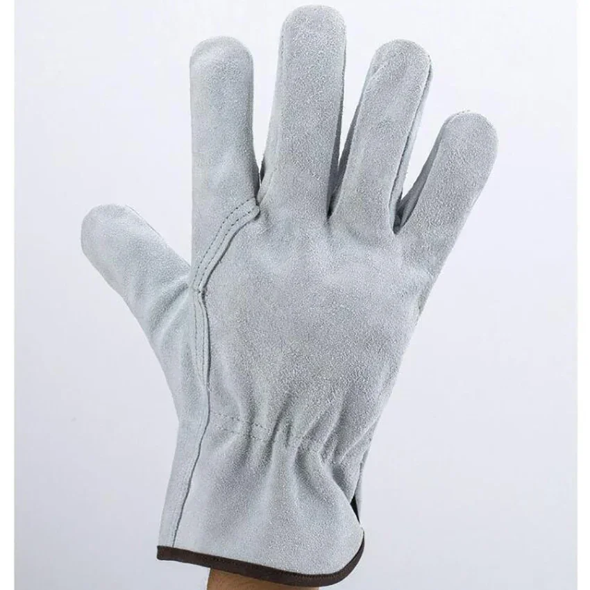 Guantes de trabajo de cuero de vaca, guantes de soldadura TIG duraderos, guantes de protección de manos para soldadura, construcción e Industrial, 1 par