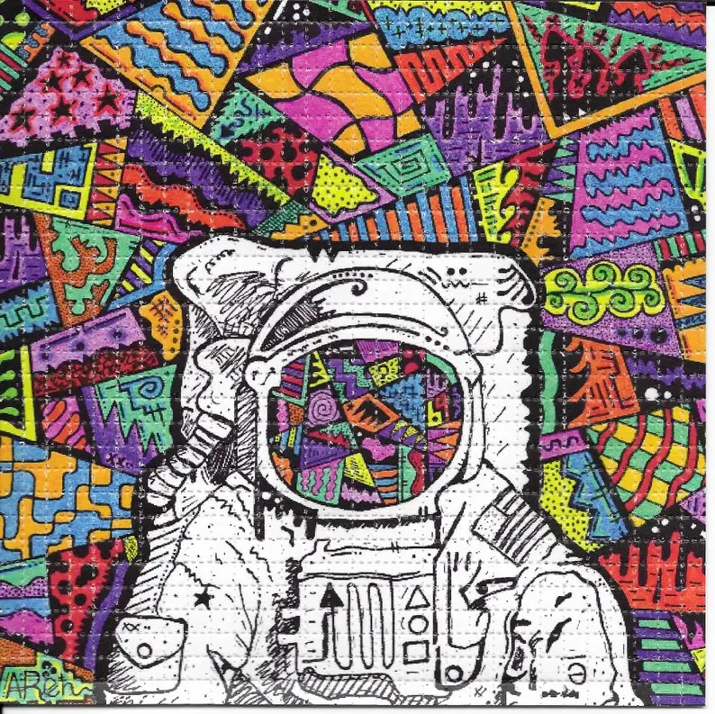 Space Man Psychedelic LSD Acid Free Blotter Art Print Trippy Perforated Paper Paint Printing Decoration Wall Picture Image