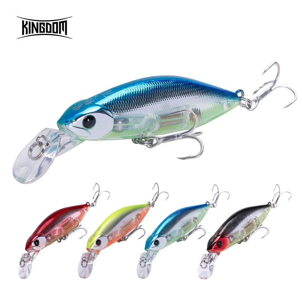Kingdom Fishing Lure Minnow 70mm 12g 55mm 7g Affondamento lento Rumore Pesca in mare Swimbaits Esche rigide artificiali Pesca Wobblers