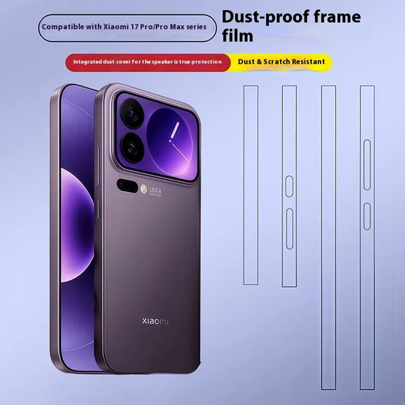 4 In1 Frame Hydrogel Film Side Protector Dust Net Skin For Xiaomi 17 Pro Max Border Sticker Clear Film For Xiaomi 17 Pro Max