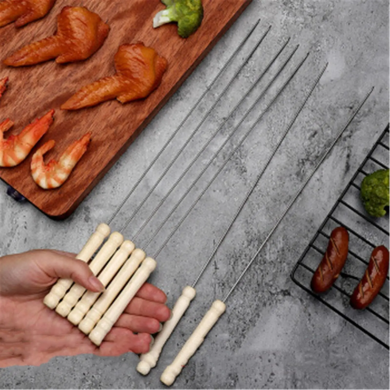 Set of 10/15/20 Stainless Steel Outdoor Barbecue Skewers Perfect for Outdoor Grilling Camping BBQ Kitchen Accessories and Tools