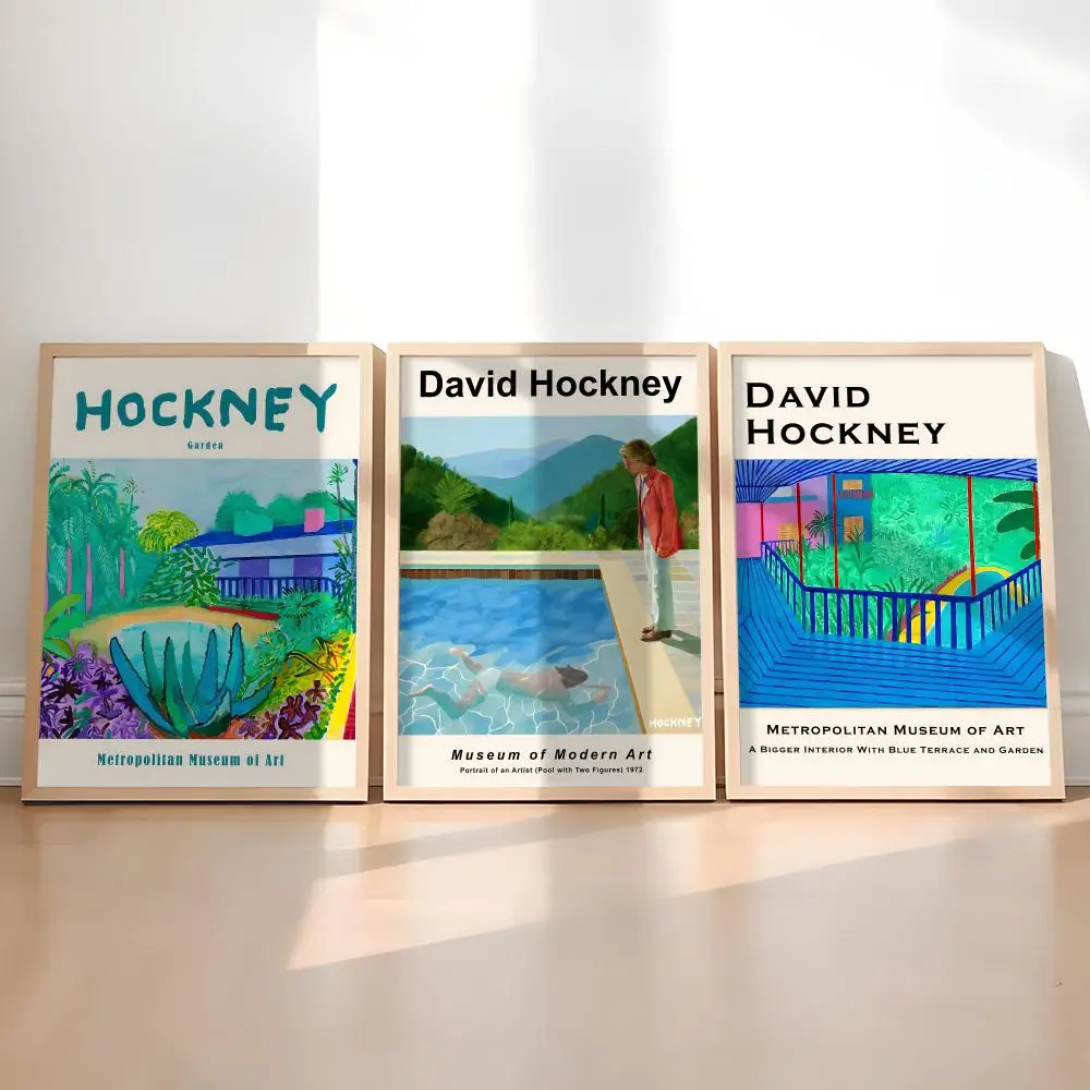 David Hockney Art Exhibition Modern Poster Woffity Simple Frameless Wall Sticker For Home Living Room Bathroom Decoration