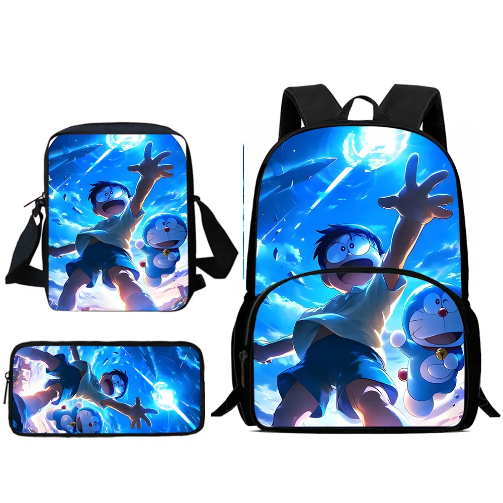 3Pcs Set Cute For D-Doraemons Child Backpacks Shoulder Bag Pencil Case Pupil Large Capacity School Bags for Boys Girls Best Gift