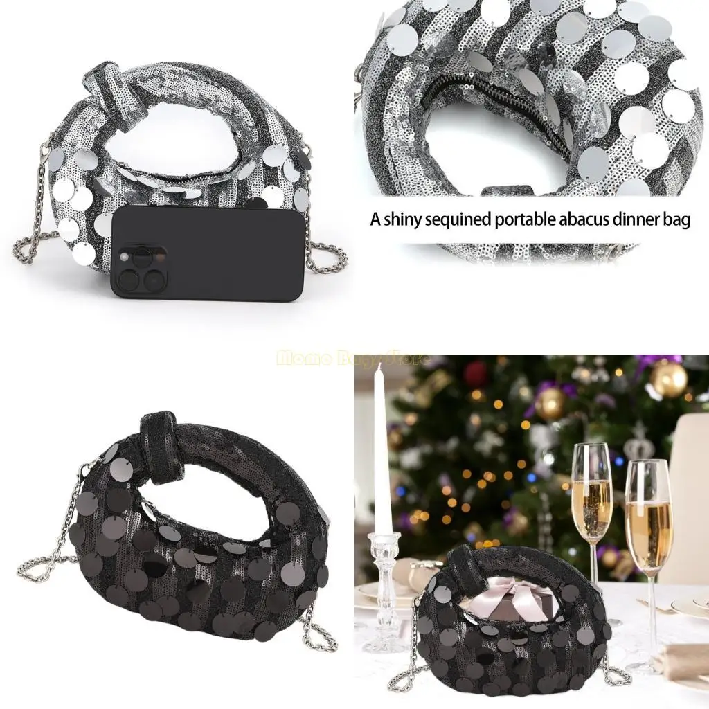 

X90D Stylish Sequins Bag For Evening Event Practical Lining Shoulder Crossbody Bags