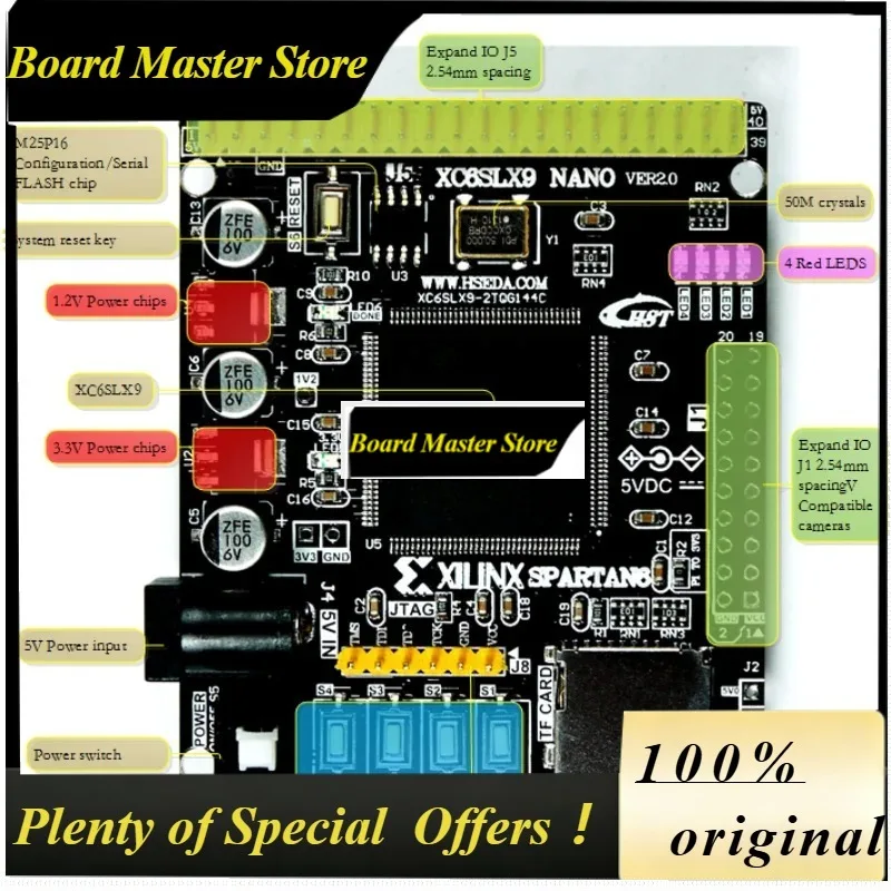 BoMaSXILINX SPARTAN6 XC6SLX9V2.0 Fpga Development Board FPGA Video Image Development Board