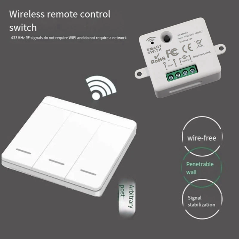 433Mhz Smart Wireless Switch RF Self-Powered Push Button Wall Panels Remote Controller Light Switch Wall Switch