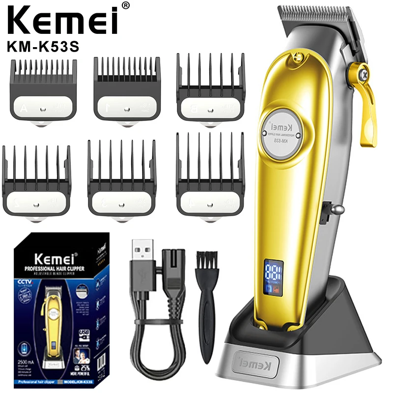 

Kemei Professional Hair Trimmer Cordless Barber Hair Clipper For Men Beard Electric Hair Cutting Machine Adjustable Rechargeable