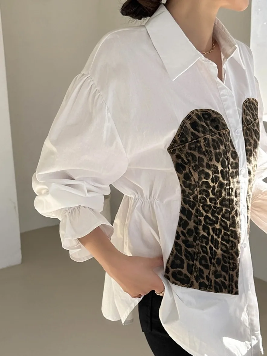 Csa hoada informal de manga larga con estampado de leopardo para mujer, Top de ajuste cómodo con diseño de rayas versáti...