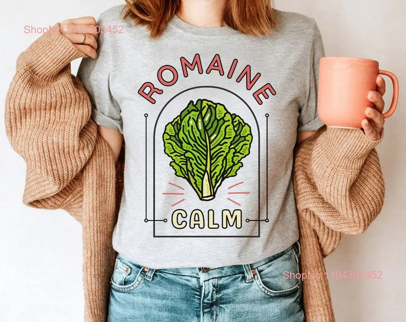 Romaine Calm Vegetable Pun T Shirt Funny Food  long or short sleeves