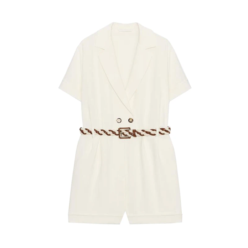 Summer New Women's ort Sve Pleated Decoration Belted Waist ort Rer High Waist Straight Cut Commute Sle Polyester ...