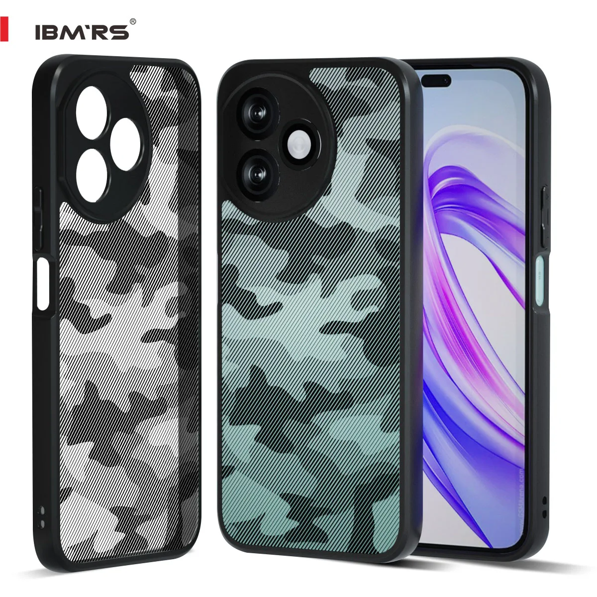 

IBMRS for Honor X50i+ Phone Case, Non-Yellowing Shockproof Phone Cover, Anti-Scratch Clear Back (Clear Black Camo)