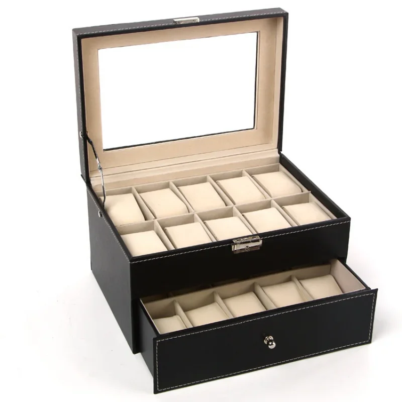 20Bit Pinhole Pattern Spot Factory Direct Sales Watch Box Jewelry Box Double Layer Watch Box