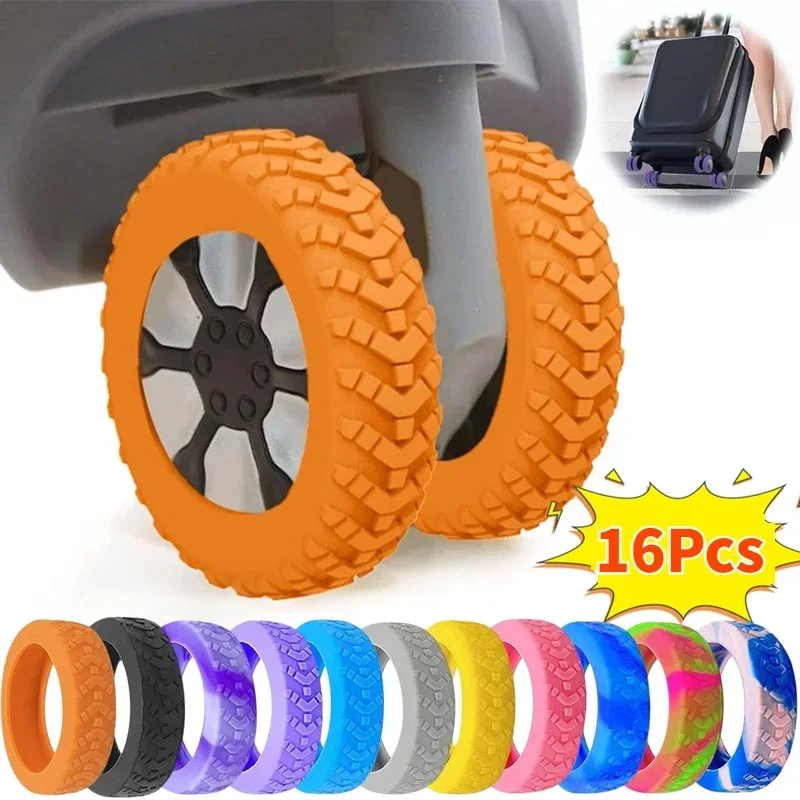 16/8Pcs Thicken Texture Silicone Wheels Protector For Luggage Reduce Noise Travel Luggage Wheels Cover Luggage Accessories