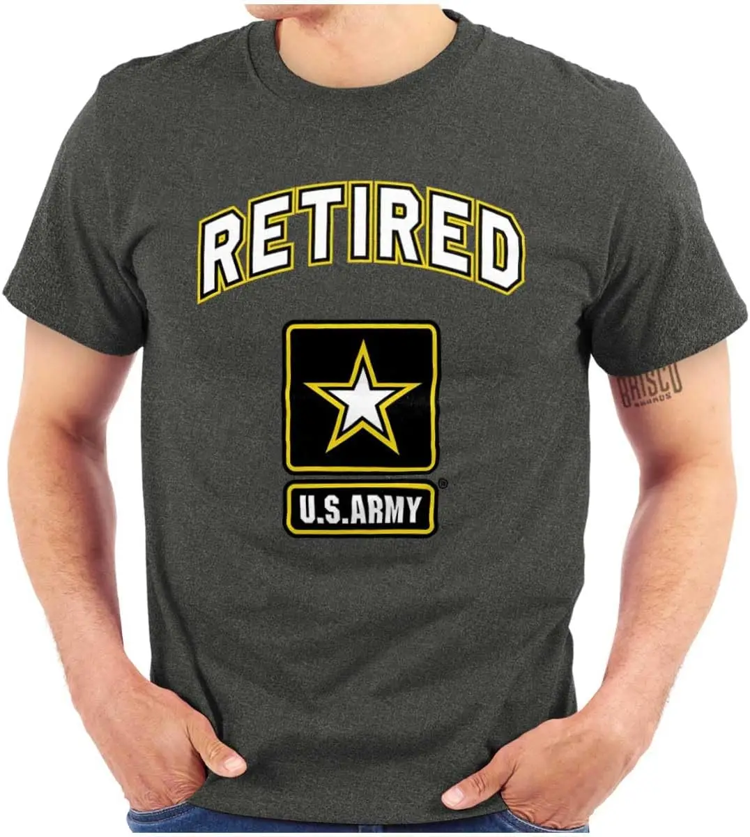 Brisco Brands US Army Retired Armed Forces Veteran  Tees High Quality 100%Cotton Short Sleeve