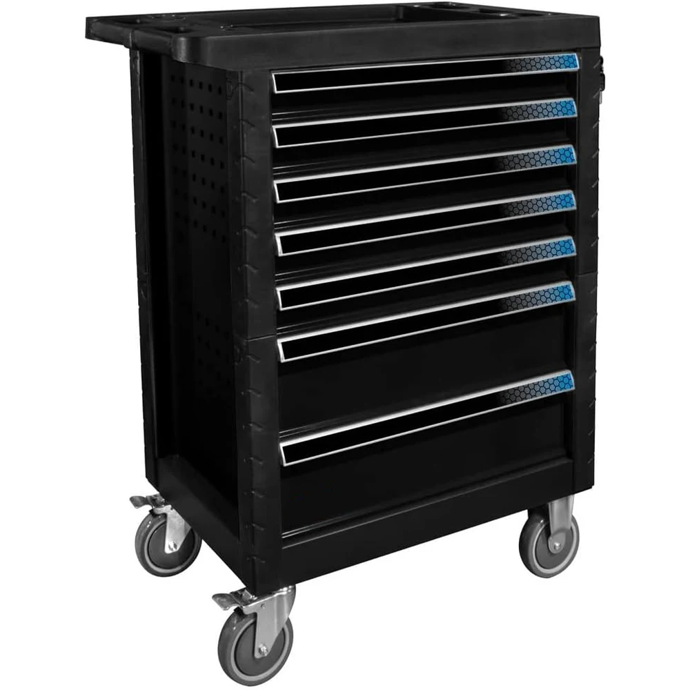 Black 7-Drawer Rolling Tool Chest With Swivel Casters,Tool Chest With Multi-Sizes Drawers
