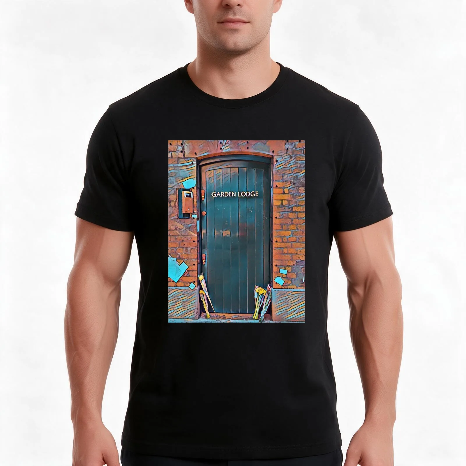 Garden lodge T-Shirt, Summer Casual Cotton Tee, Oversized Streetwear Tops, Vintage Graphic Print, Loose Fit Short Sleeve