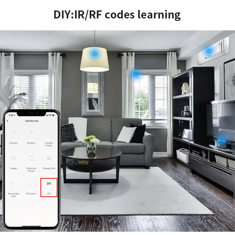 For Tuya-Compatible Remote Control Supporting IR and RF Protocols for Home Automation Including Lighting and Blinds