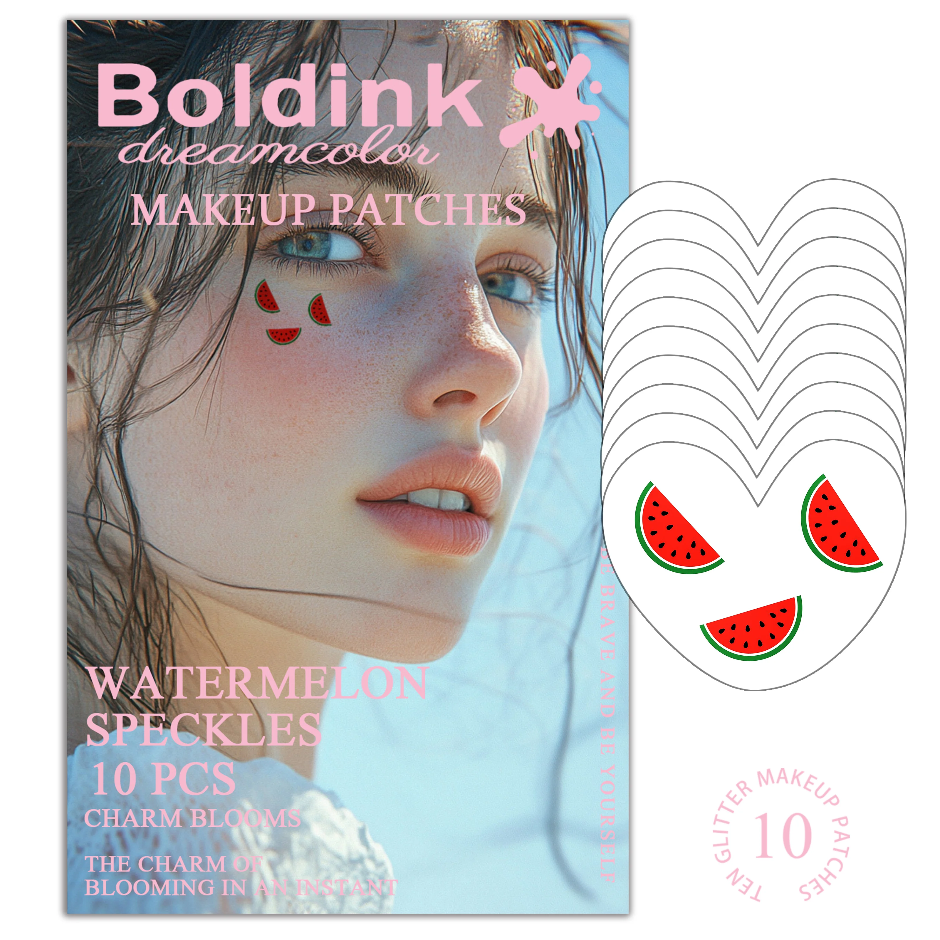 

Пластырь для макияжа Boldink Watermelon Sweetheart — летняя нашивка для макияжа | Мгновенно создает свежий фруктовый макияж 10 шт.
