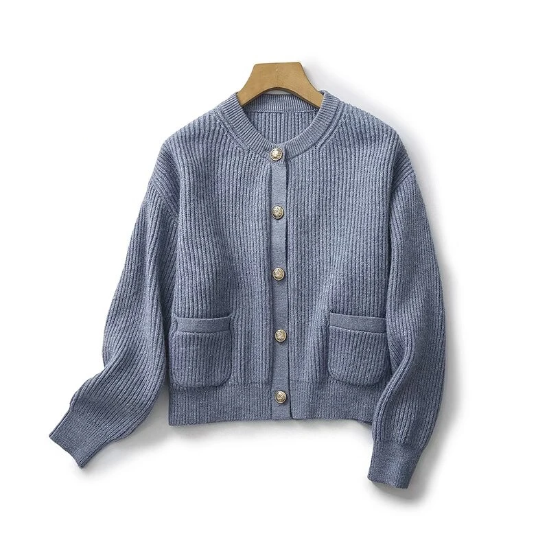 Cos Lris sweater 2024 autumn new style small fragrance style reverse knitted cardigan short coat soft waxy atmosphere sweater