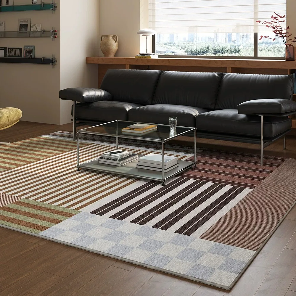 Vintage Light Luxury Striped Rugs Living Room Carpet Bedroom Floor Mat Short Plush Soft Rug Large Area Mats Home Decoration 거실러그
