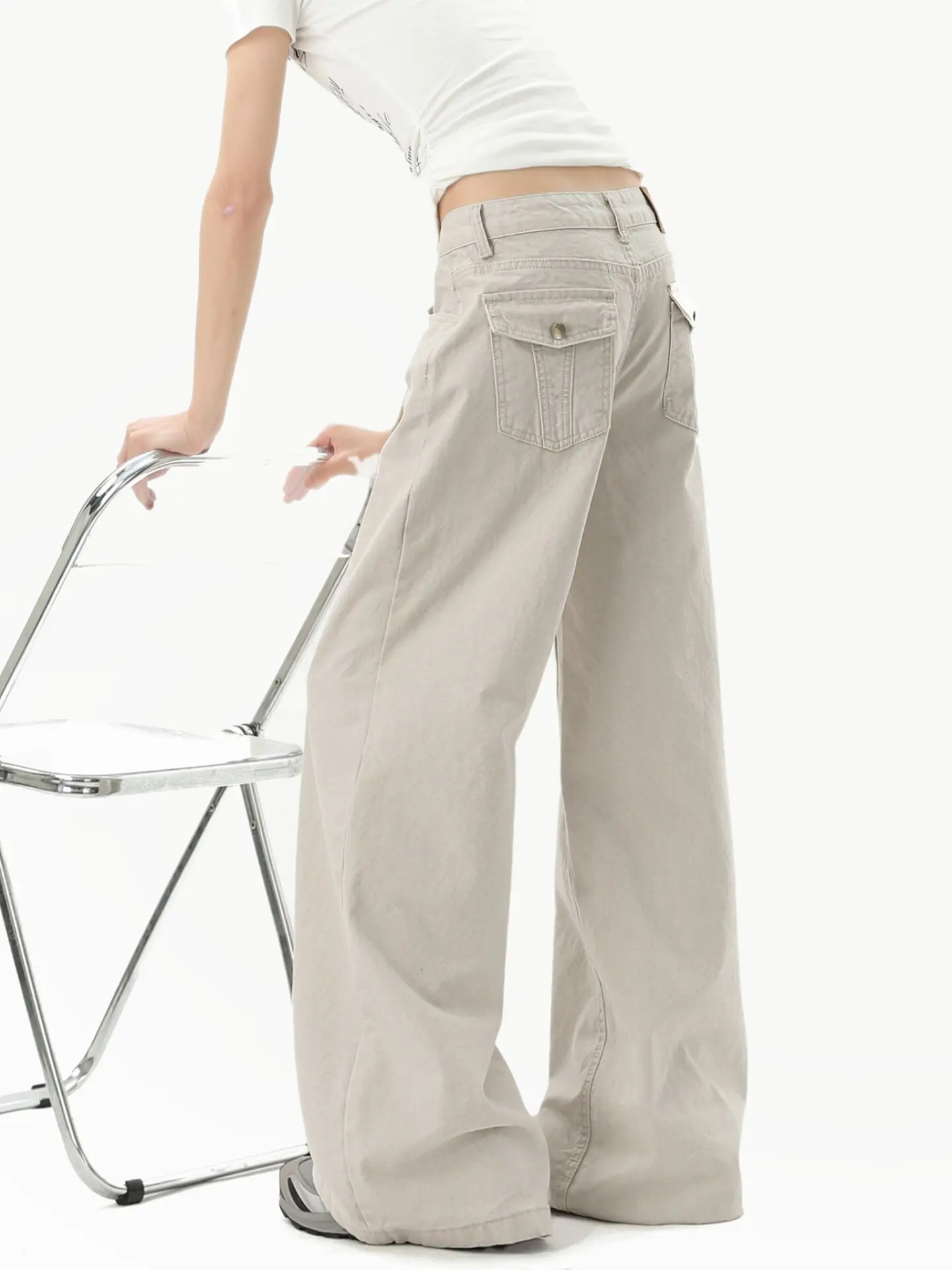 

Cleanfit American Style Loose Straight Leg Workwear Pants Men's Trendy Brand New Casual Long Trousers Pure Color Wide Leg