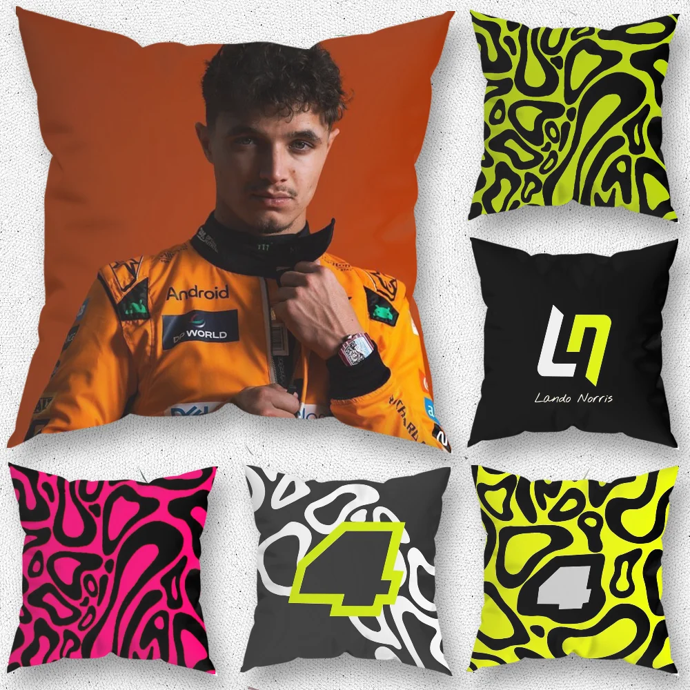 

F1 L-Lando N-Norris Cartoon Pillow Case For Home Bedroom Room Decoration Living Room Sofa Cushion Cover Suitable