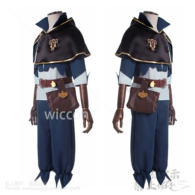 Quente anime preto asta cosplay trevo mágico batalha uniforme capa calças superiores perucas para o homem festa de natal de halloween personalizado