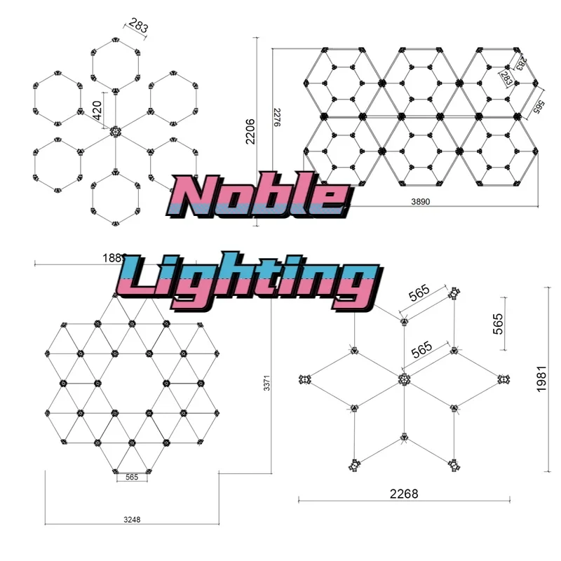 Luces LED hexagonales para garaje, taller, gimnasio, oficina, supermercado, personalizado, nuevo sistema Modular de rejilla, bricolaje divertido, ensamblable