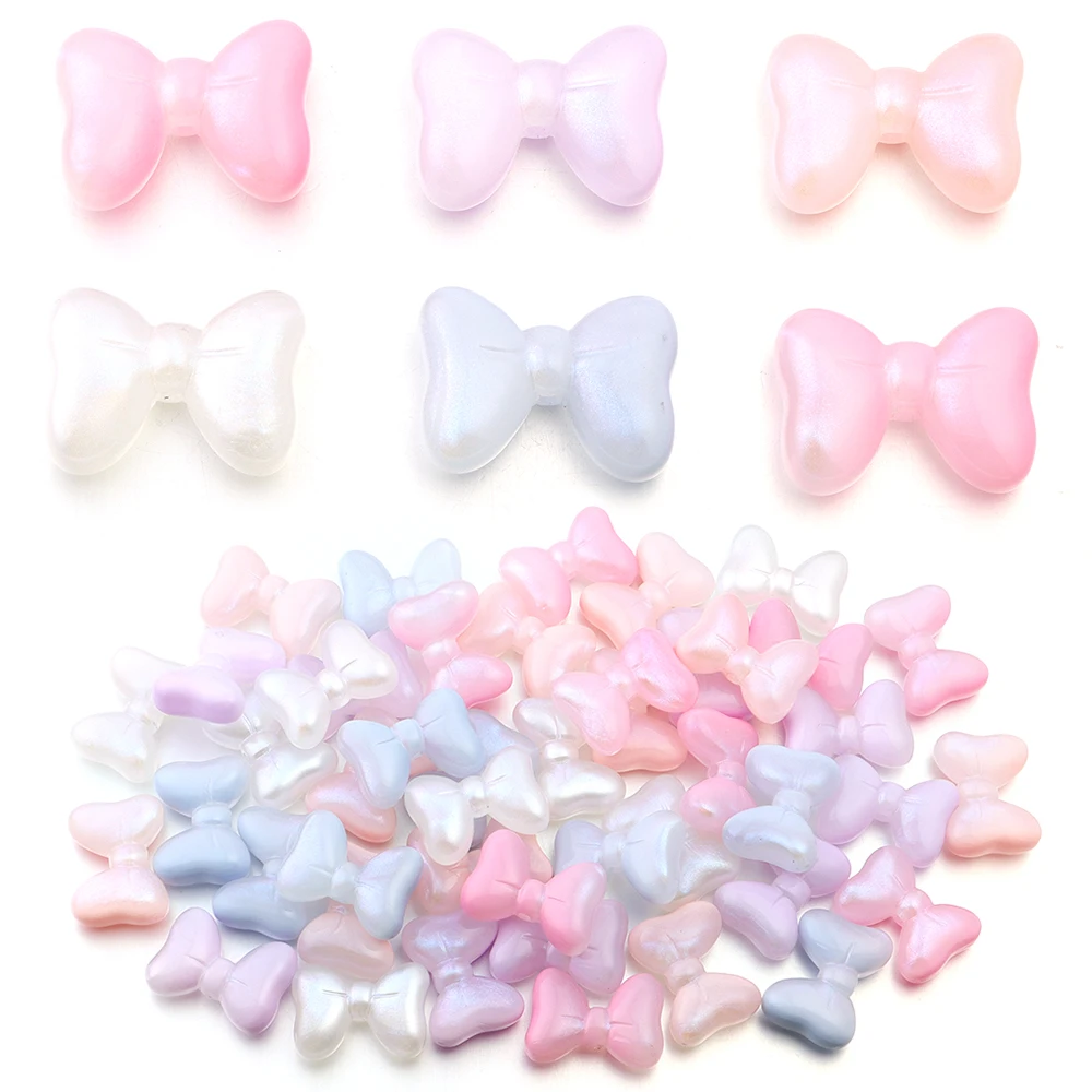 5 Stücke Candy Farbe Bogen Acryl Perlen Charms Nette Creme Farbe Bowknot Lose Perlen für Armband Halskette Schmuck Machen Zubehör