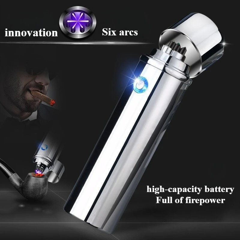 

Уличная ветрозащитная инновационная USB-зажигалка Pulse Six Arc с зарядкой, металлическая, для сигар и сигарет, аксессуар, подарок