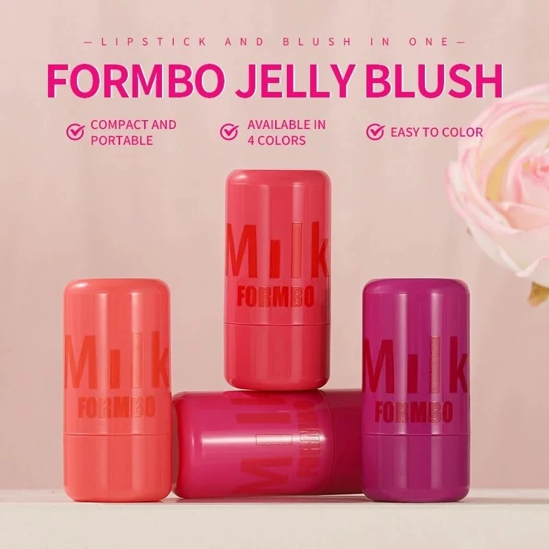 Milk Jelly Blush Makeup Stick Lip Tinted Cheek Stain 3-in-1 Nawilżony róż do policzków Rozjaśniający matowy kontur twarzy Rouge Pomadka Nowość