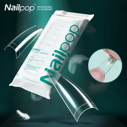 Nailpop Half Cover Fake Nails C Curve Nail Tips M/L Stiletto Coffin Square French Nail Art Tip Salon Supply 100/110/120 Pcs