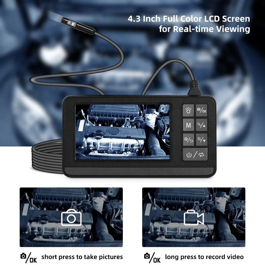 KERUI Dual Lens Industrial Endoscope Inspection Camera 4.3\