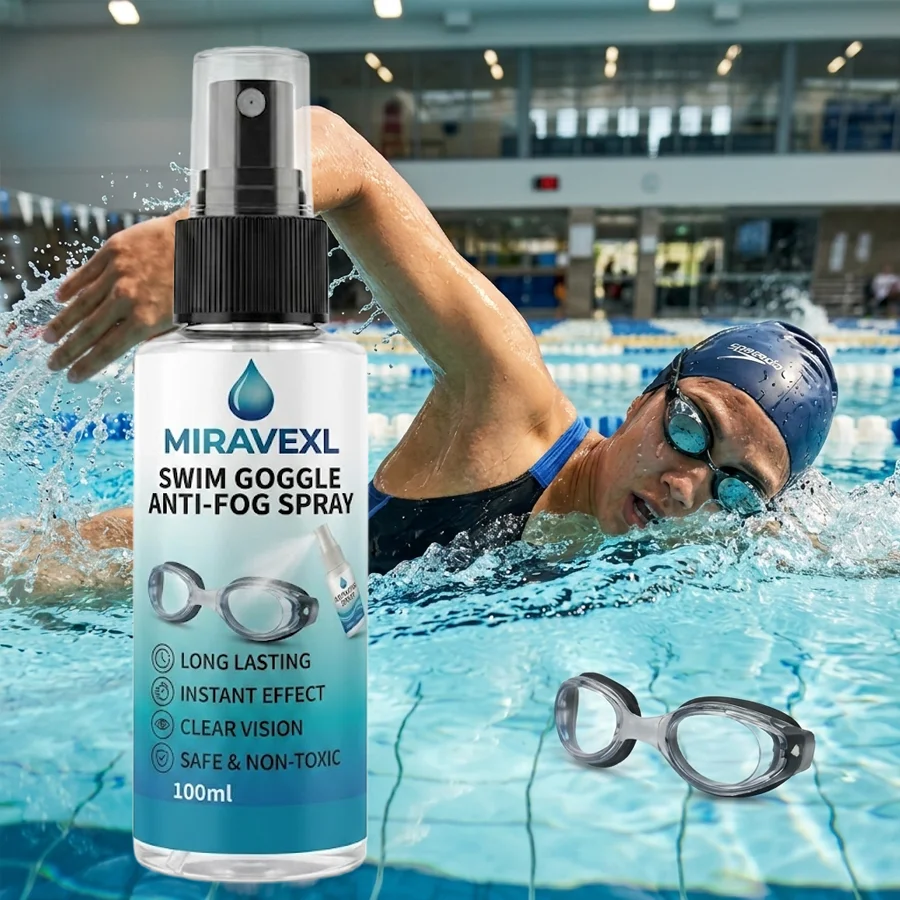 Spray Antivaho MIRAVEXL para Gafas de Natación, Limpiador de Lentes para Máscaras de Buceo y Gafas de Natación con Paño de Limpieza Gratis